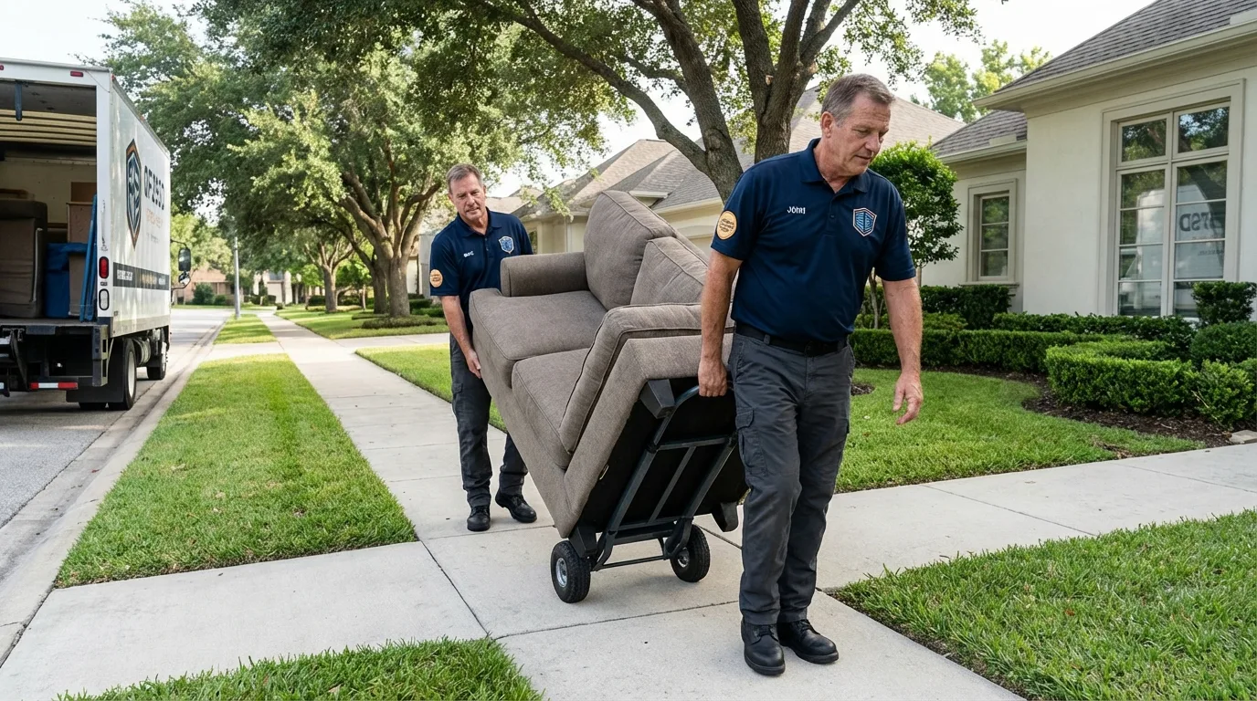 Local residential moving crew loading furniture in Merrillville, IN